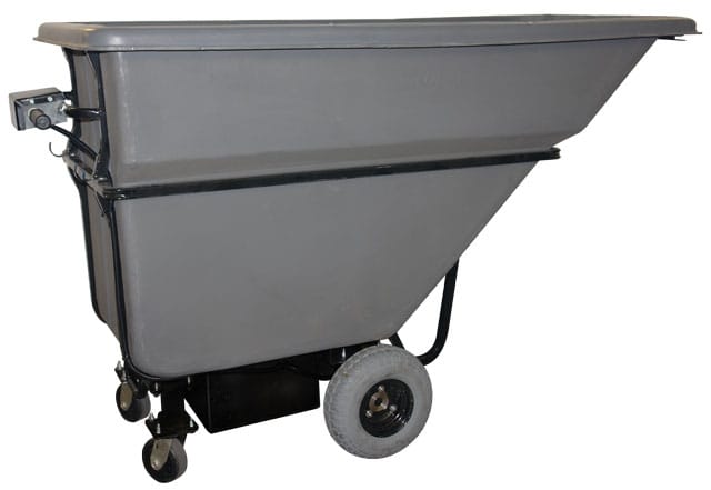 , New Motorized Dump Hopper eliminates strains and pains from transporting heavy trash and debris in factories, schools and warehouses