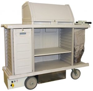 Our self-propelled electric housekeeping cart carries up to 700 pounds., Prevent Staff Injuries with the Powered Housekeeping Cart