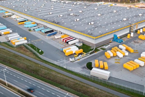 Aerial Image of a Busy Trailer Yard that could Benefits of a Motorized Trailer Dolly.